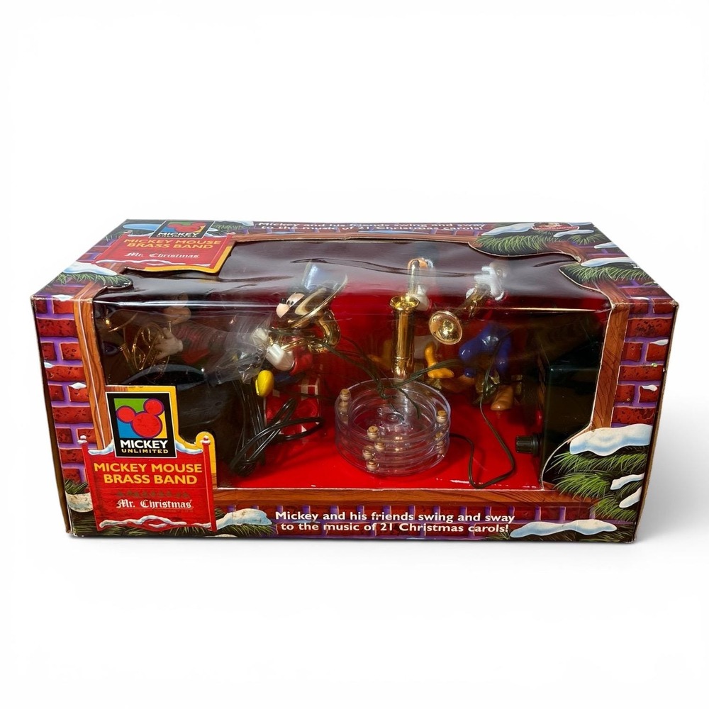 1995 Mr Christmas Mickey Mouse Brass Band Disney Animated Complete Box Works